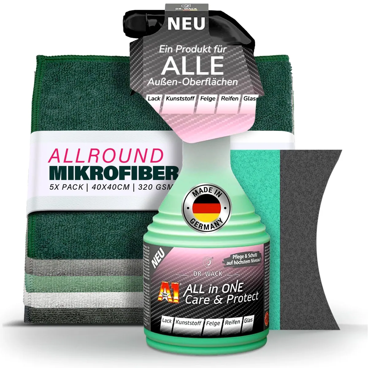 A1 All in One Care & Protect Set, umfassende Außenpflege für alle Oberflächen