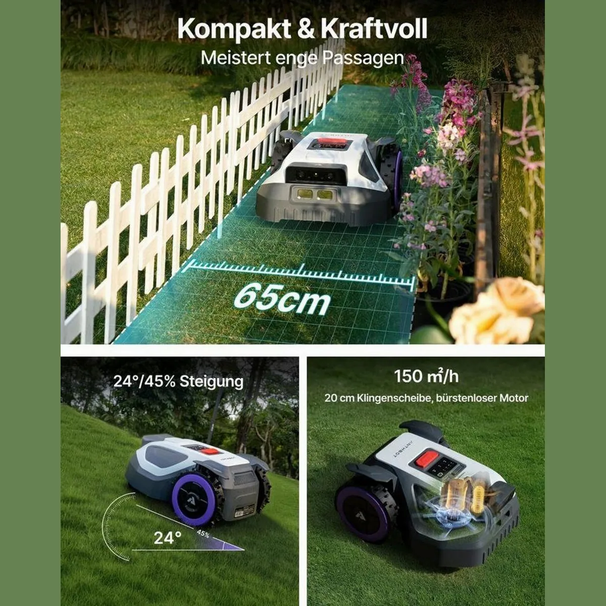 ANTHBOT M9 Mähroboter, präzise RTK-Navigation, KI-Hindernisvermeidung 3