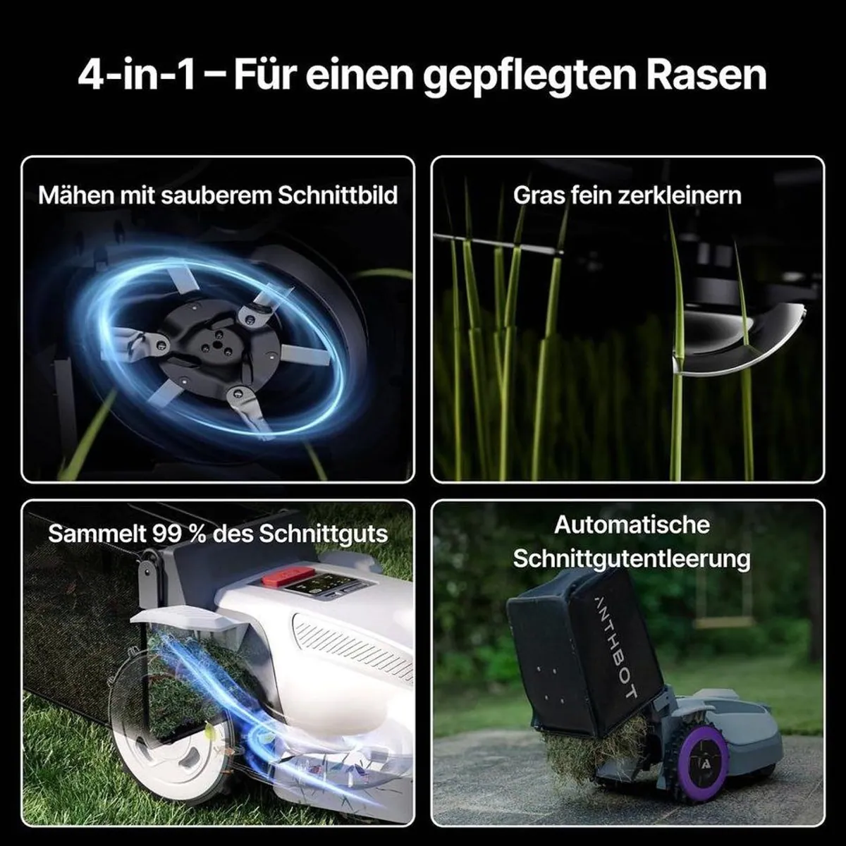 ANTHBOT N8 Mähroboter, 4-in-1, Auto-Entleerung, bis 1500 m² Rasenfläche 5
