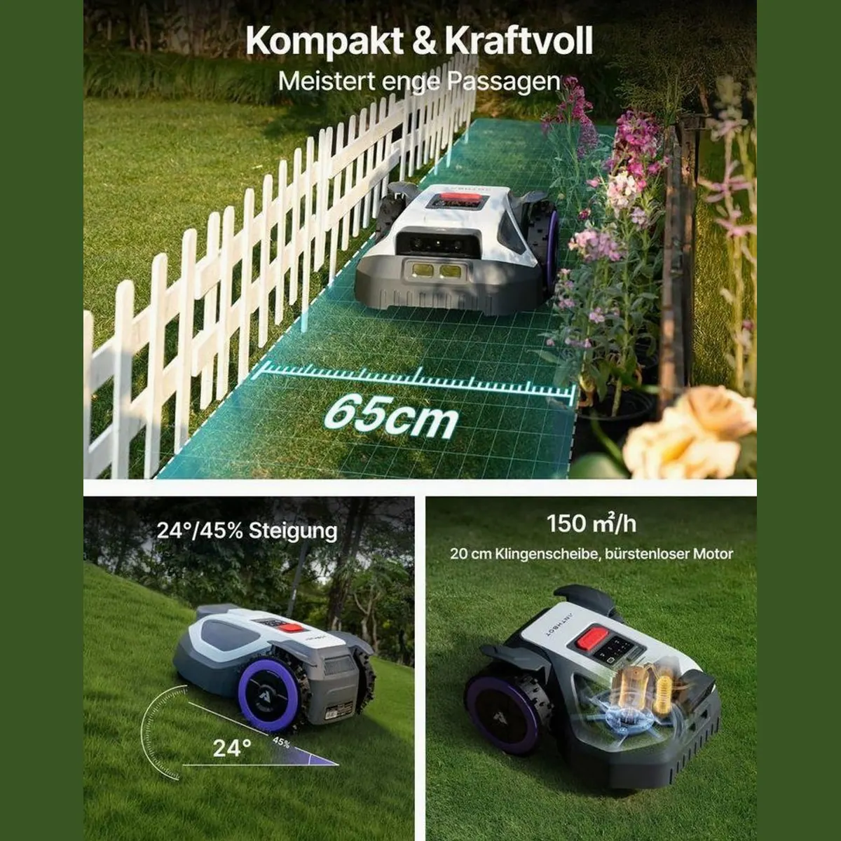 ANTHBOT M5 Rasenmähroboter, RTK-Navigation, KI-Hinderniserkennung, bis 700 m² Rasenfläche 2