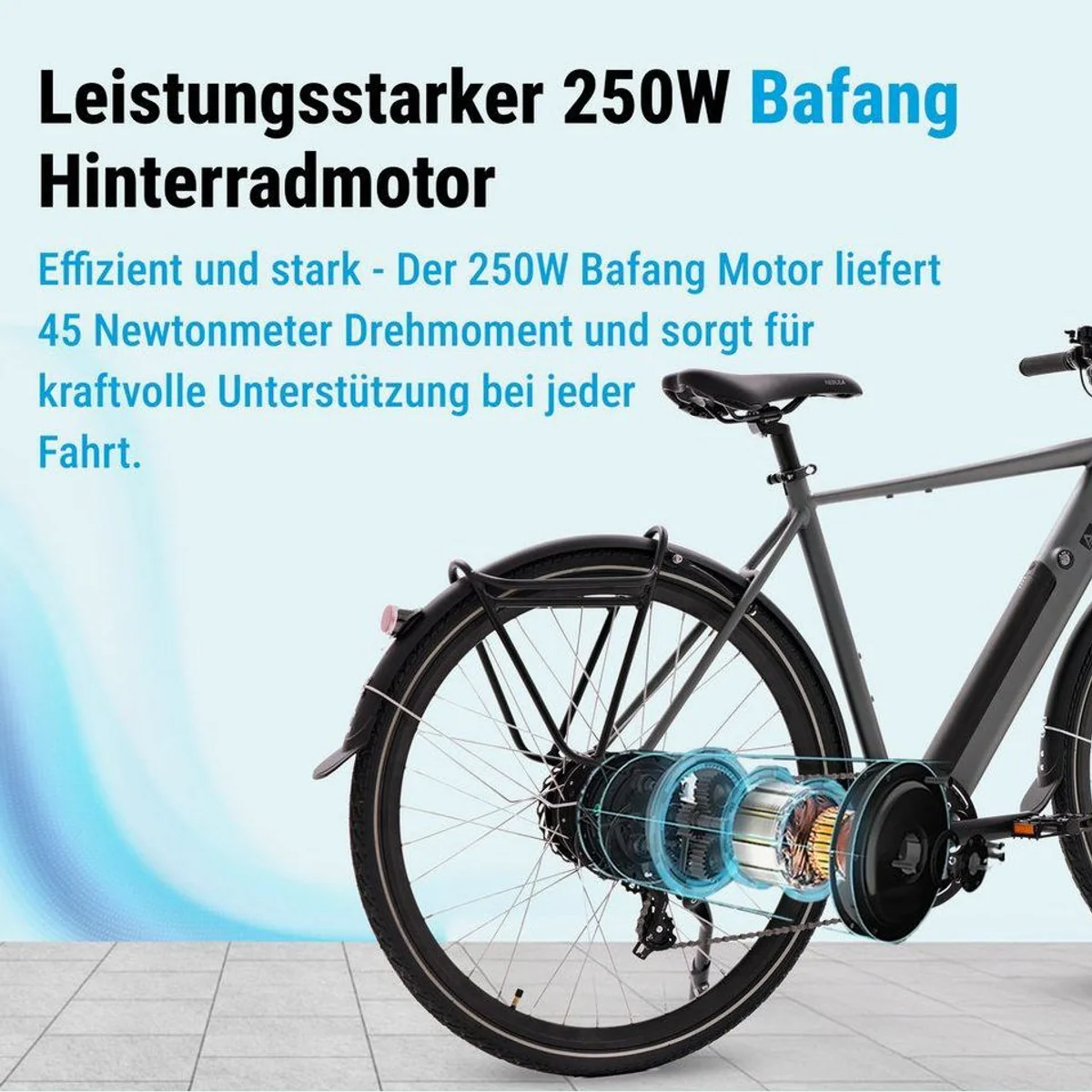 AsVIVA BC1-C E-Bike Cityrad, 250 W Bafang-Motor, 378 Wh Samsung-Akku, hydraulische Scheibenbremsen 3
