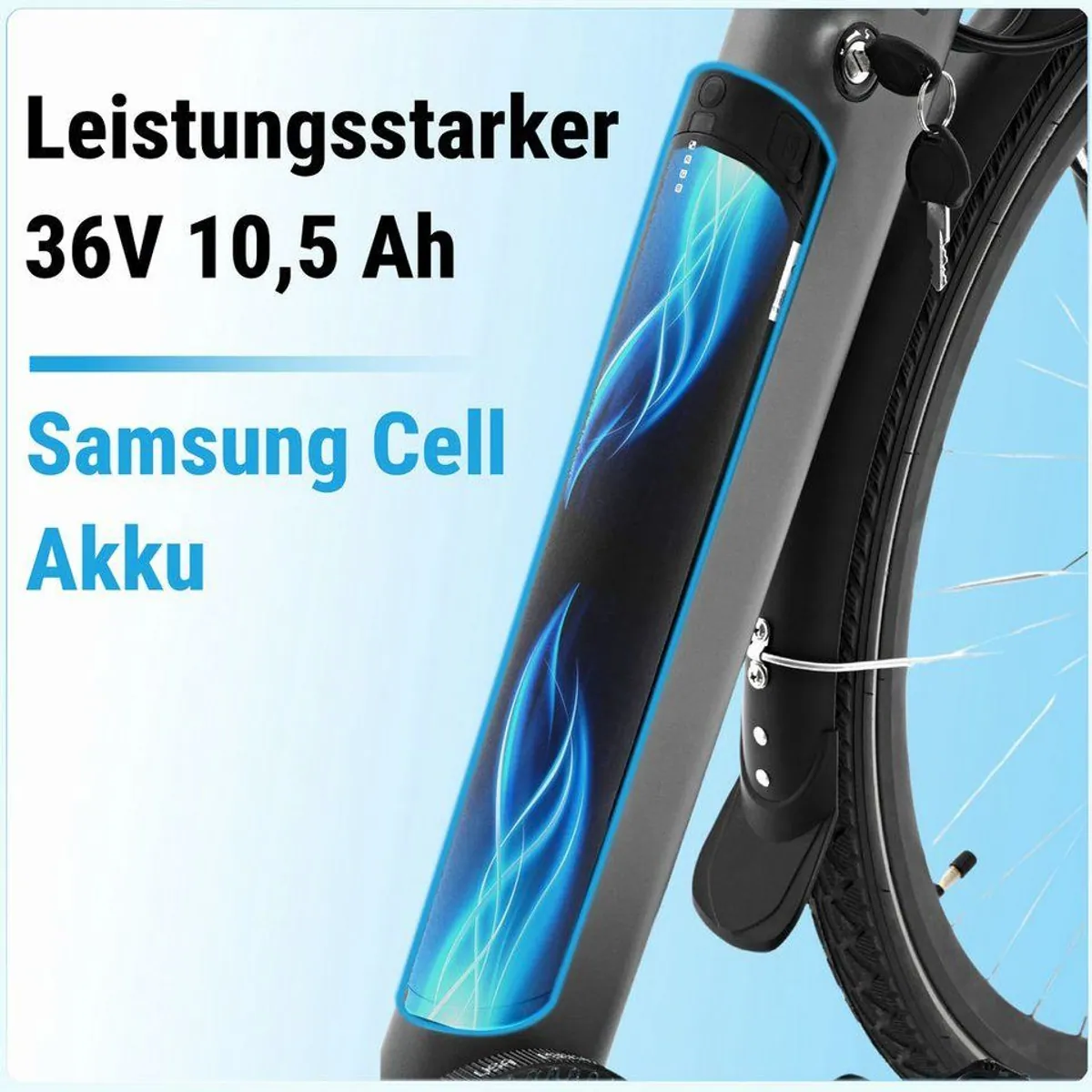 AsVIVA BC1-C E-Bike Cityrad, 250 W Bafang-Motor, 378 Wh Samsung-Akku, hydraulische Scheibenbremsen 4