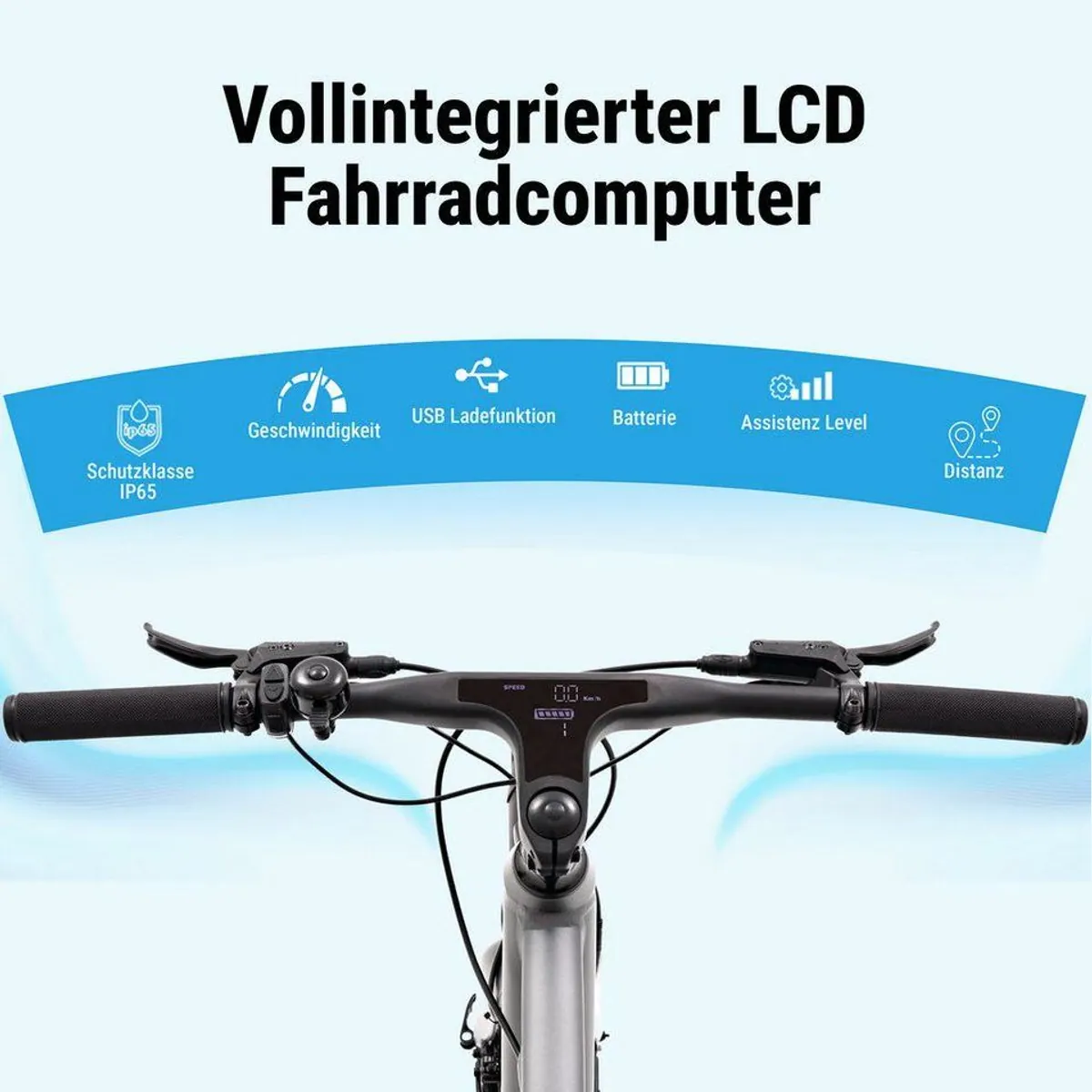 AsVIVA BC1-C E-Bike Cityrad, 250 W Bafang-Motor, 378 Wh Samsung-Akku, hydraulische Scheibenbremsen 5