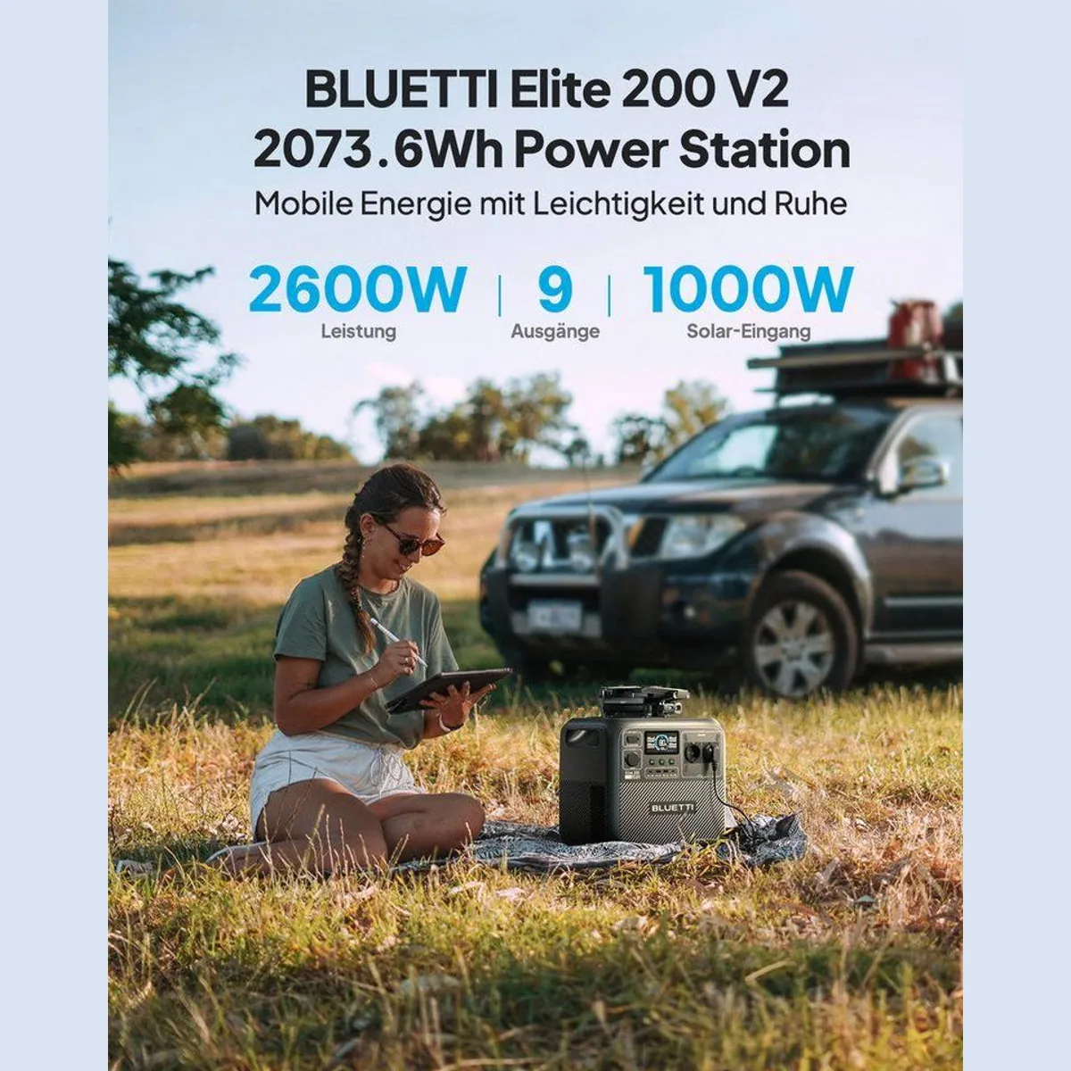 BLUETTI Elite 200 V2, 2600W Leistung, 2073,6Wh Kapazität, Tragbar 2