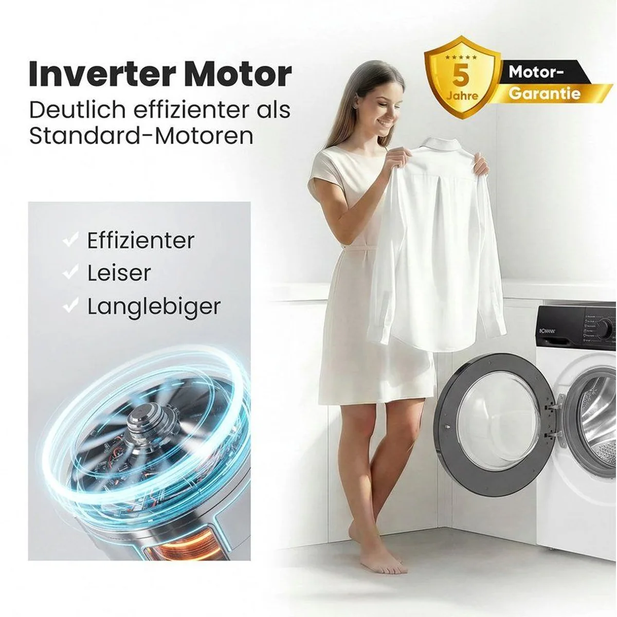 BOMANN Waschmaschine WA 7162, 6 kg Fassungsvermögen, Invertermotor, 5 Jahre Garantie 4