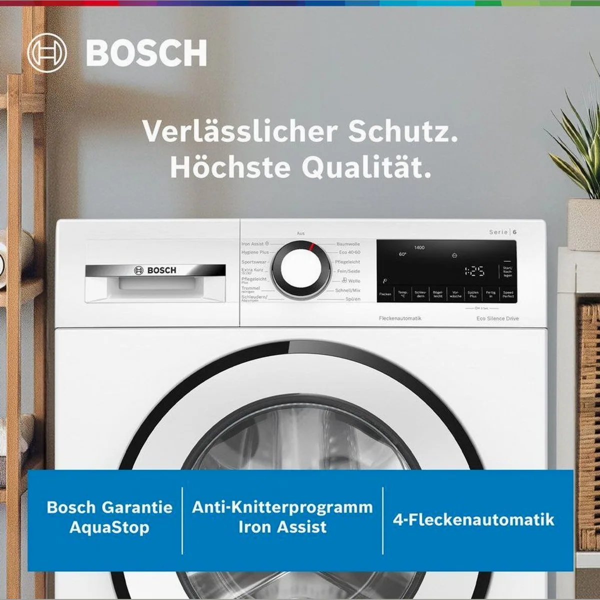 BOSCH Waschmaschine WGG244ZV0, 9 kg, 1400 U/min, Nachlegefunktion, AquaSecure 5