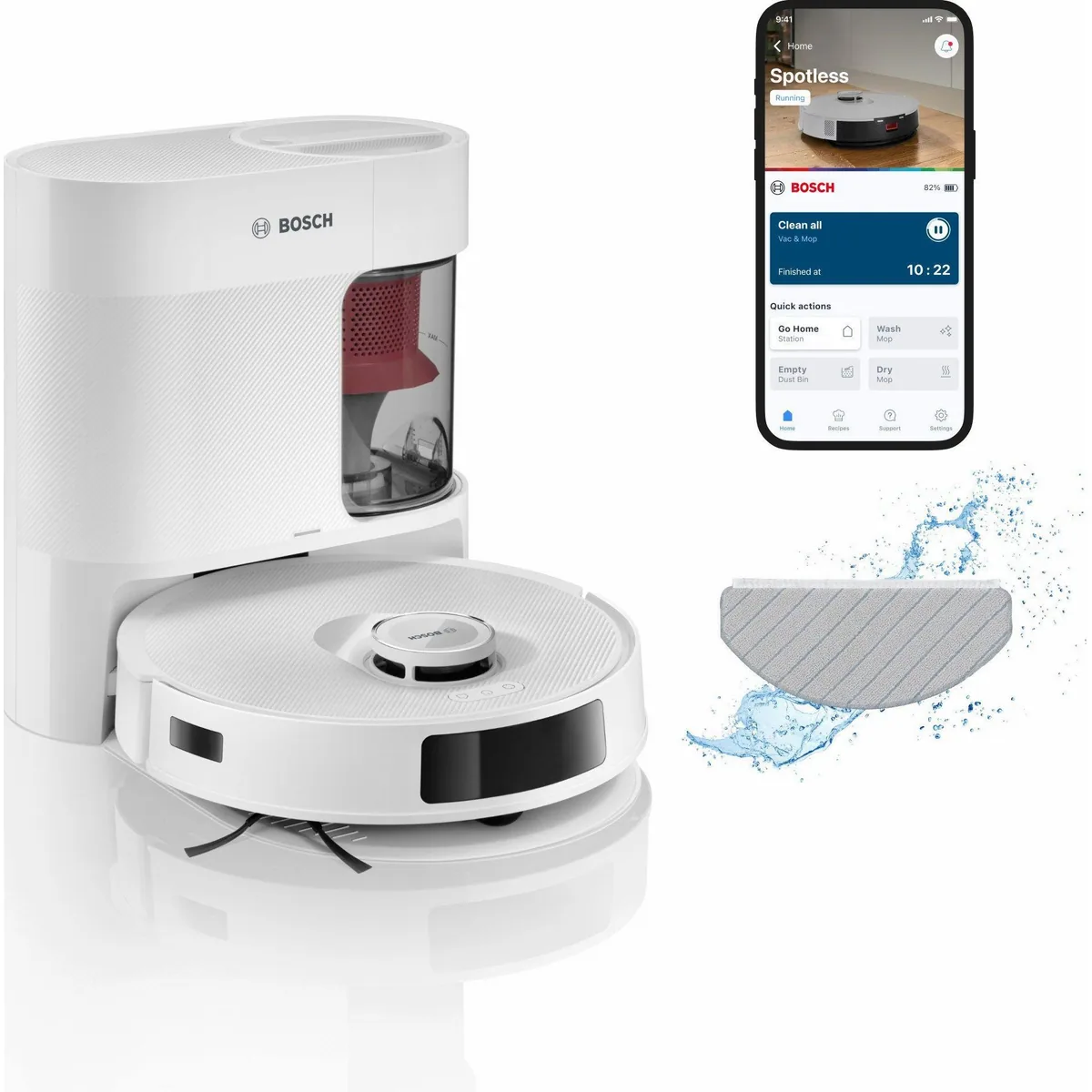 BOSCH Saugroboter Spotless BCRD1W, hohe Saugkraft, Wischfunktion, einfache Wartung