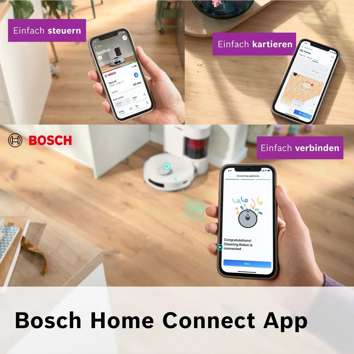 BOSCH Saugroboter Spotless BCRD1W, hohe Saugkraft, Wischfunktion, einfache Wartung 2
