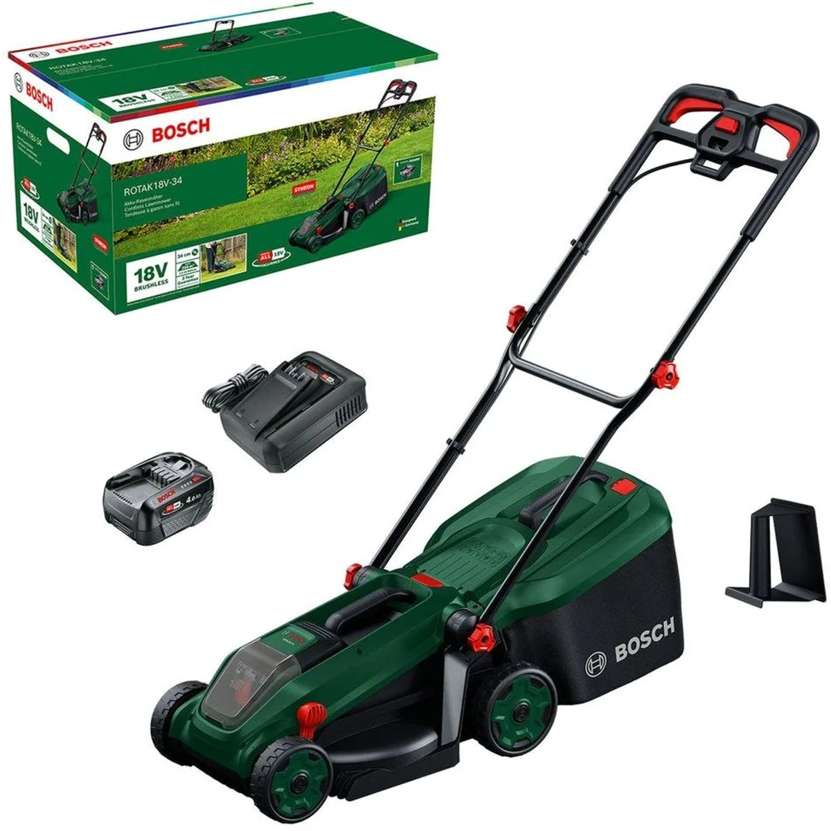 Bosch Home & Garden Akkurasenmäher ROTAK18V-34, 34 cm Schnittbreite, 3-in-1-Funktion