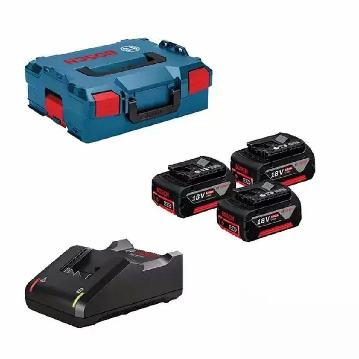 BOSCH Akku-Set GBA 18V 5.0Ah, 3x Akkus mit L-BOXX und Schnellladegerät 2