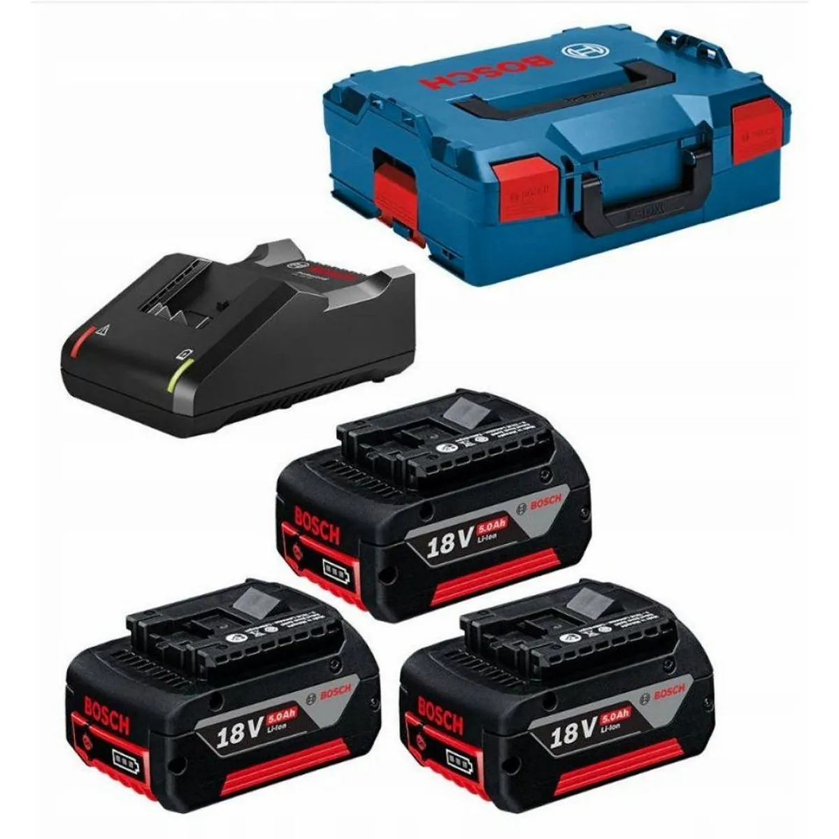BOSCH Akku-Set GBA 18V 5.0Ah, 3x Akkus mit L-BOXX und Schnellladegerät 3