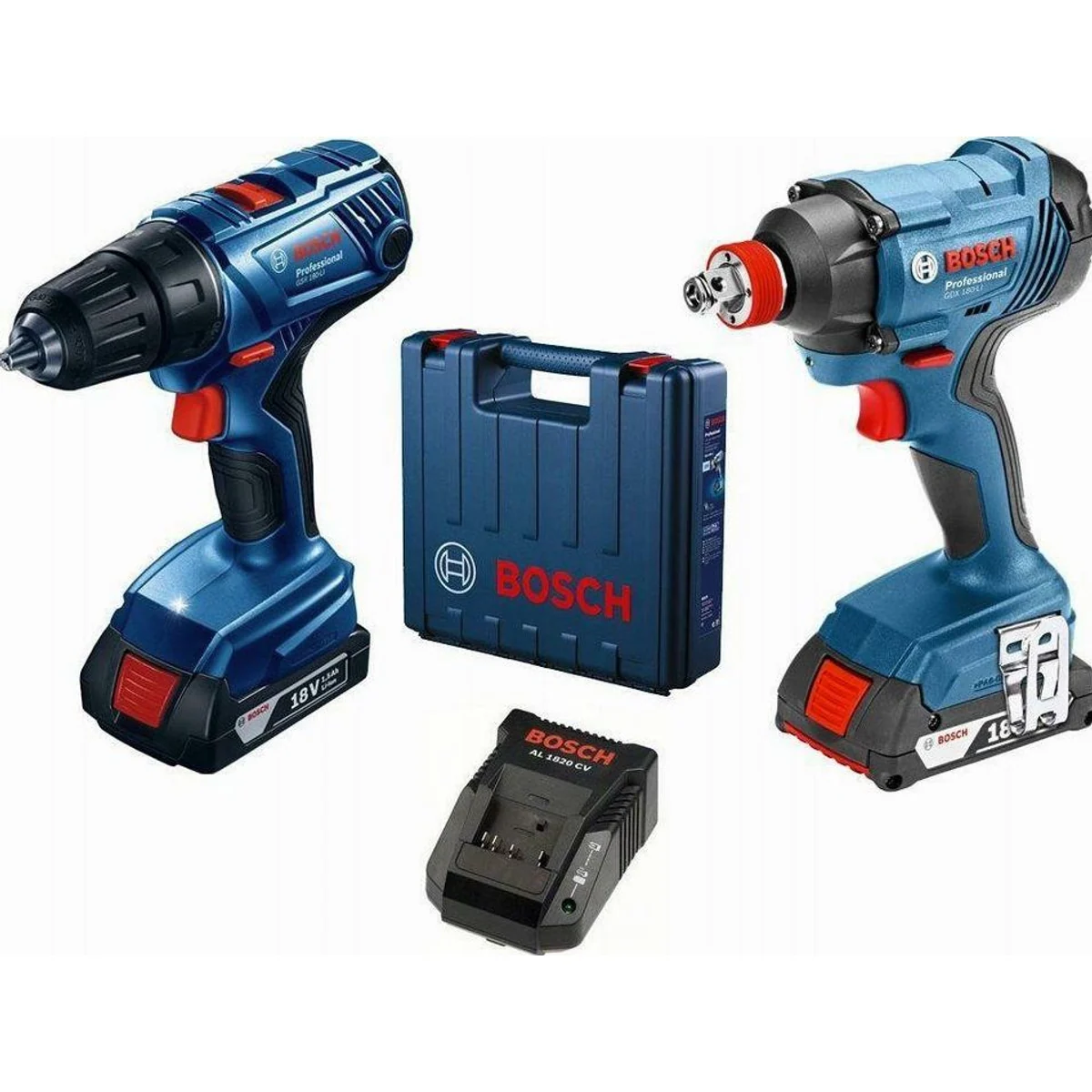 BOSCH Akku-Bohrschrauber GSR 18V-50 & Winkelschleifer GDX 180-LI, 3x 5,0 Ah Akkus