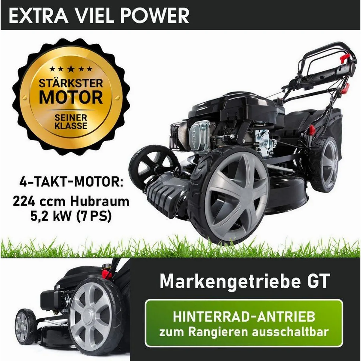 BRAST Benzinrasenmäher 19224, 5,2kW Leistung, 48 cm Schnittbreite, TÜV geprüft 3