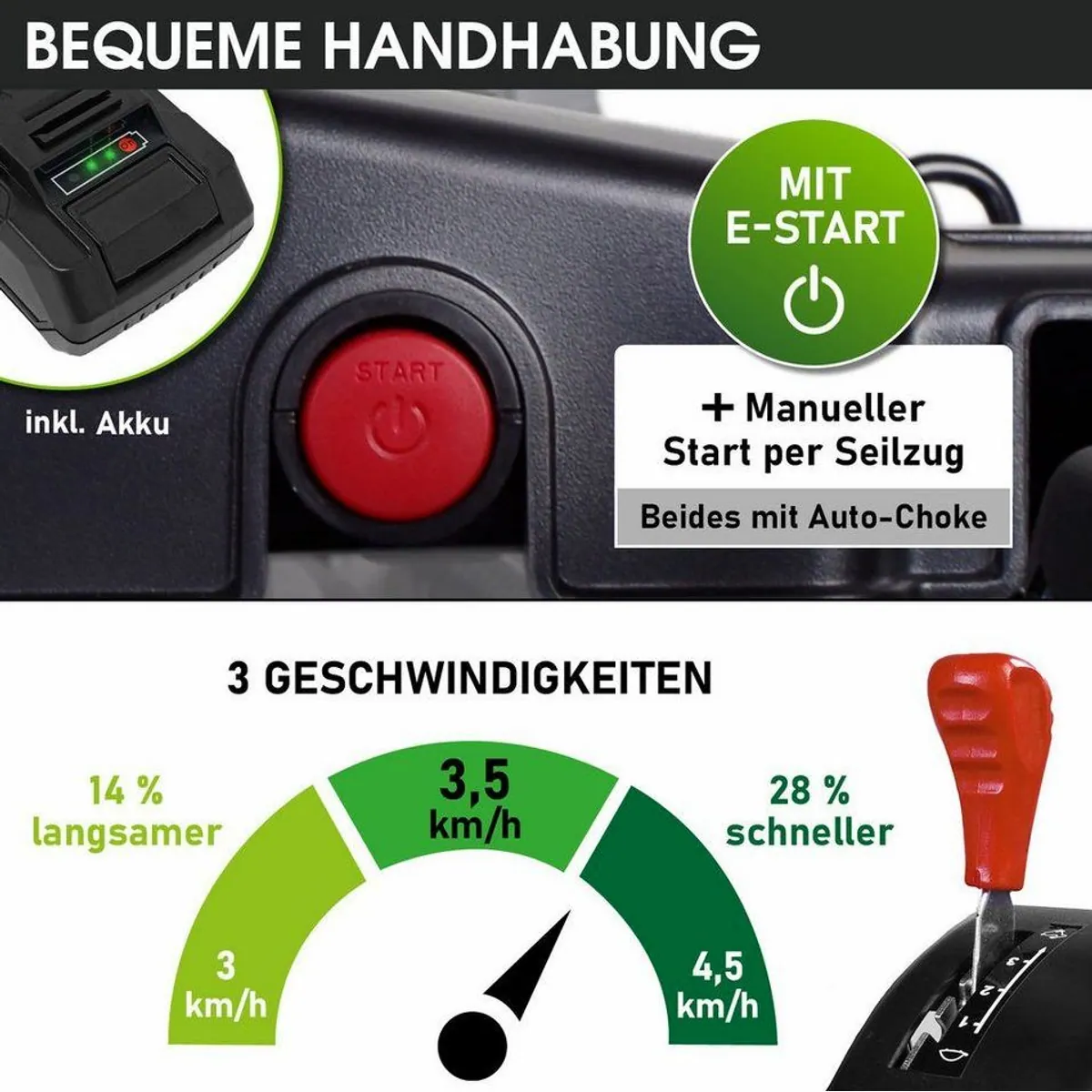 BRAST Benzinrasenmäher 19224 E-Start Speed, 5,2kW Motor, 48 cm Schnittbreite, 4in1-Funktion 3