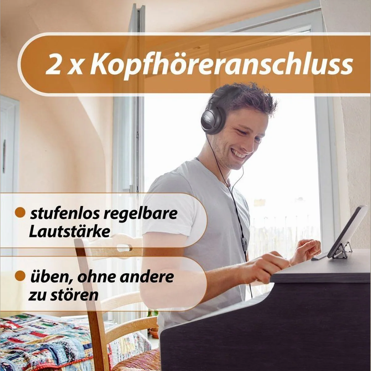 Classic Cantabile DP-50 RH E-Piano, gewichtete Hammertastatur, Twin-Piano-Funktion 3