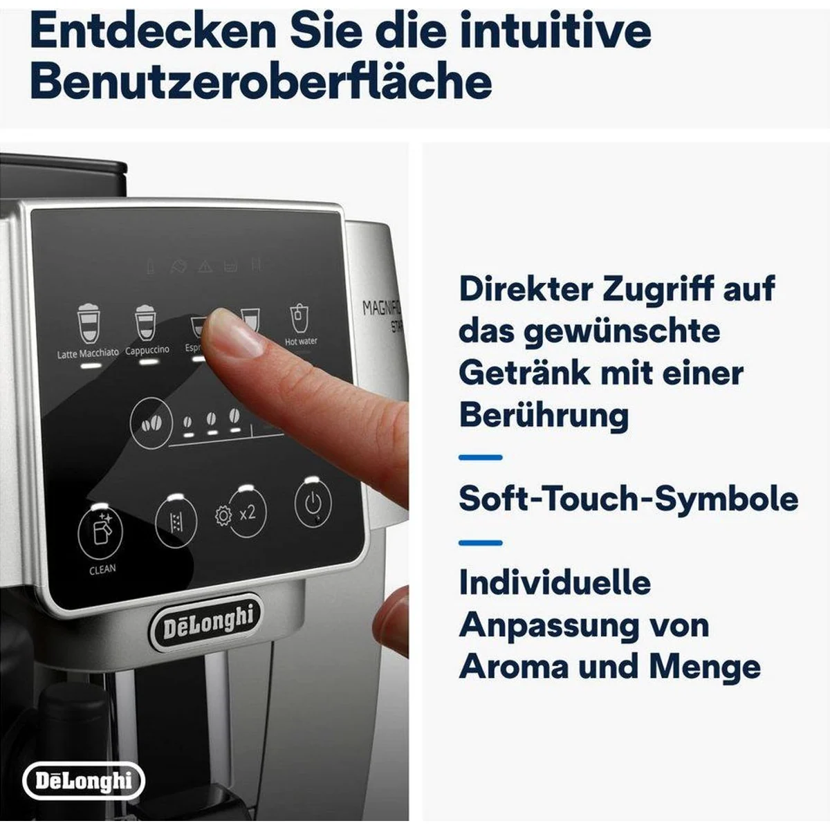 De'Longhi Kaffeevollautomat Start Milk ECAM220.80.SB, Milchkaraffe, Benutzerfreundlich, Ein-Tasten-Bedienung 4