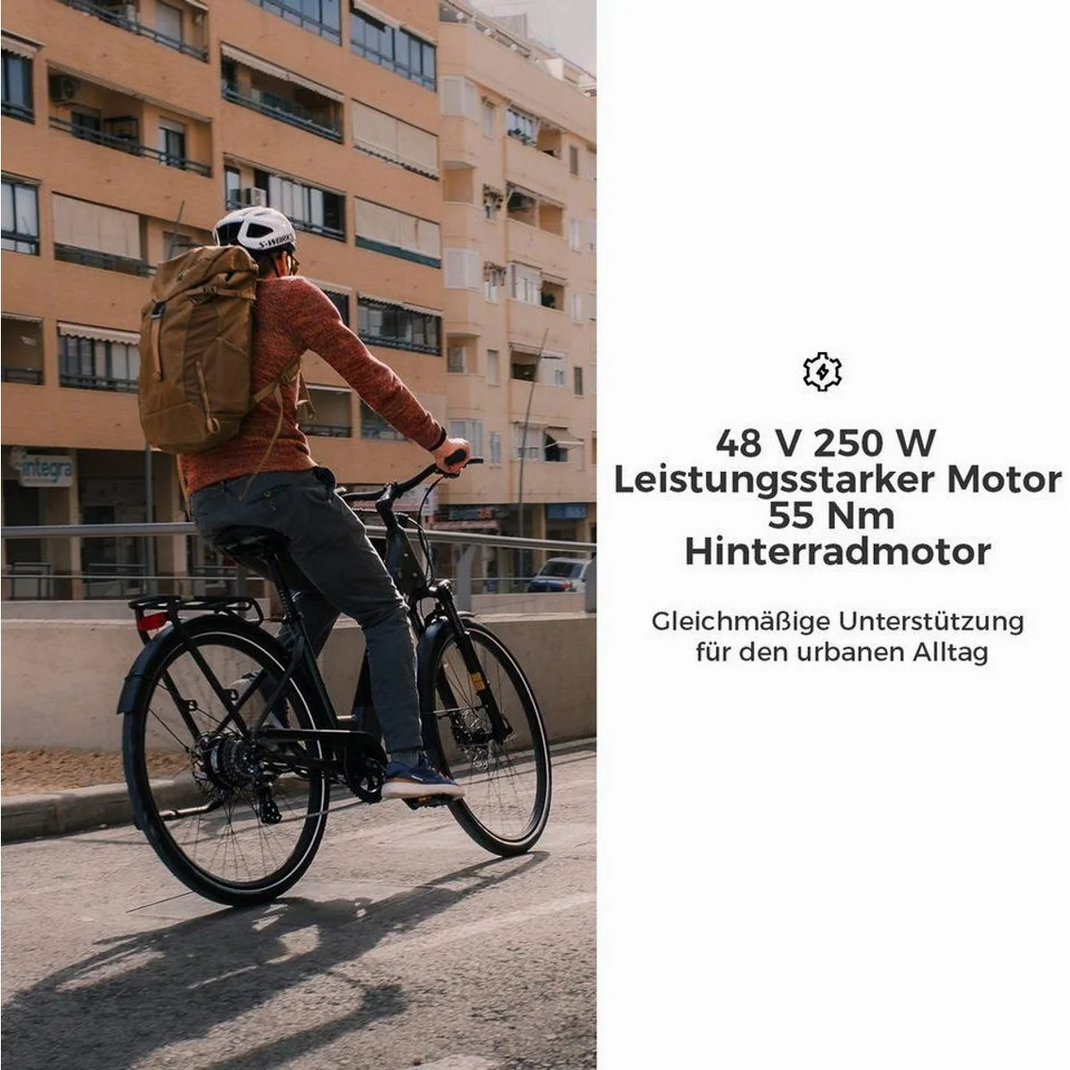DERUIZ E-Bike Cityrad 28 Zoll, 644 Wh Akku, 8-Gang Shimano, Bluetooth & App 5