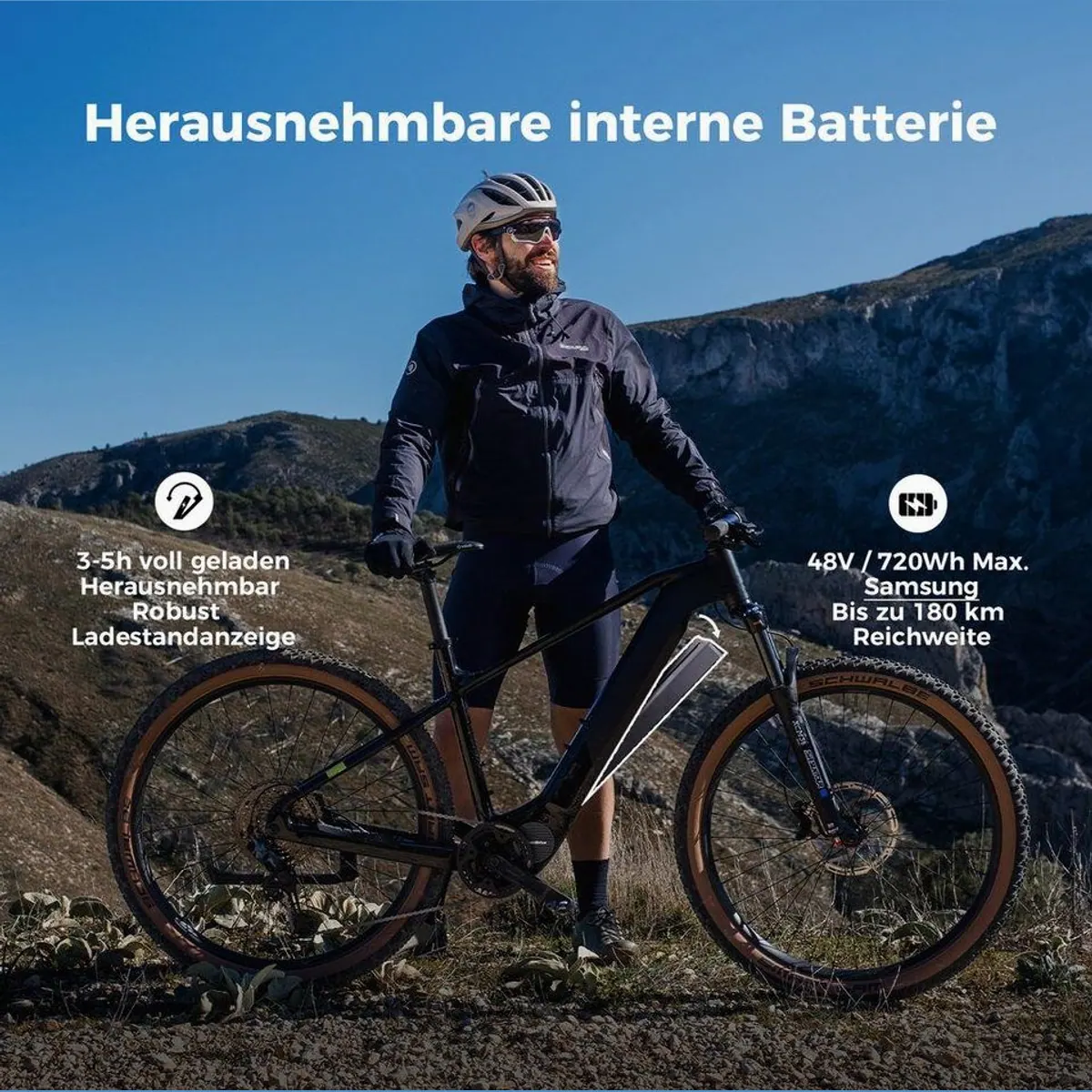 DERUIZ Dolomit E-Mountainbike 29 Zoll, 110 Nm Mittelmotor, 720Wh Akku 3