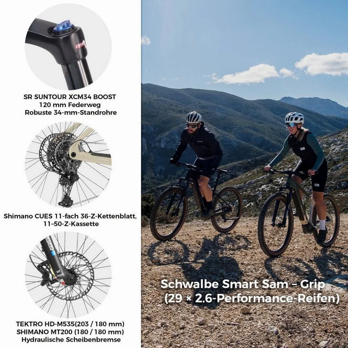DERUIZ Dolomit E-Bike, 250W Mittelmotor, 720Wh Akku, 29 Zoll 4