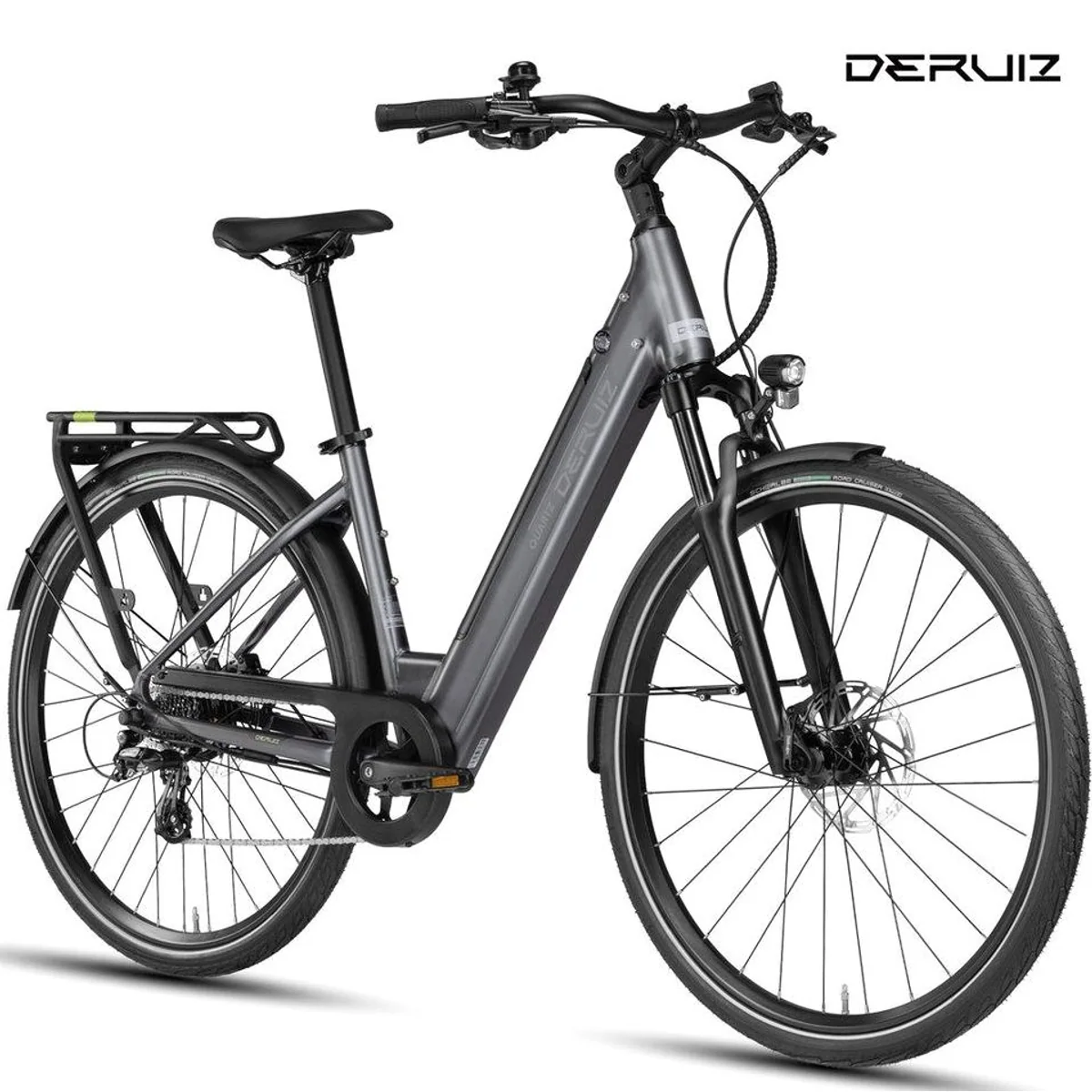 DERUIZ E-Bike Cityrad 28 Zoll, 644 Wh Akku, 250 W Heckmotor, 8-Gang Shimano