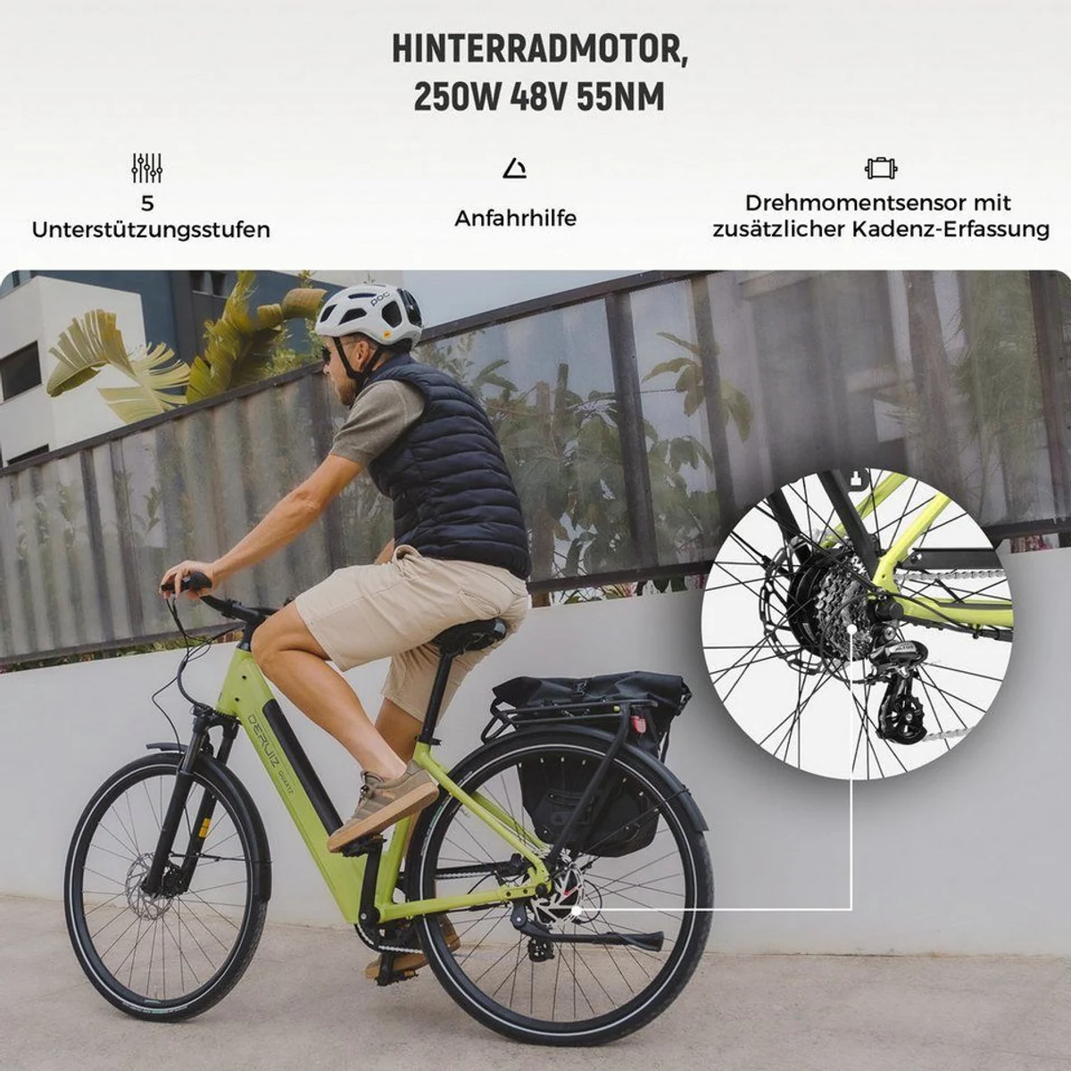 DERUIZ E-Bike Cityrad 28 Zoll, 644 Wh Akku, 8-Gang Shimano Schaltung, hydraulische Scheibenbremsen 3