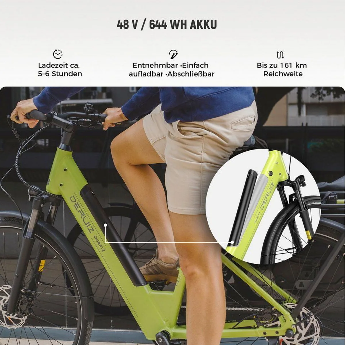 DERUIZ E-Bike Cityrad 28 Zoll, 644 Wh Akku, 8-Gang Shimano Schaltung, hydraulische Scheibenbremsen 4