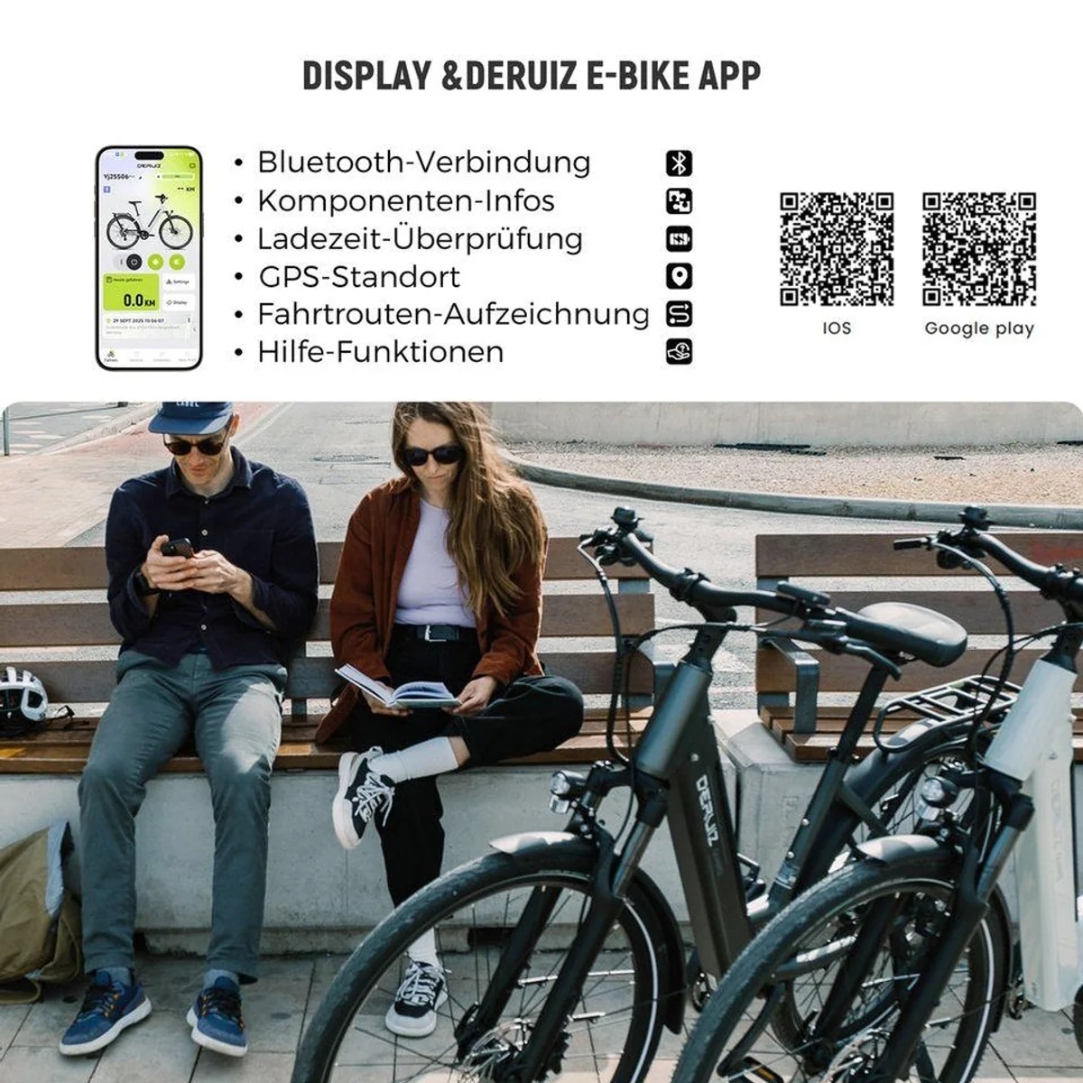 DERUIZ E-Bike Cityrad 28 Zoll, 644 Wh Akku, 8-Gang Shimano Schaltung, hydraulische Scheibenbremsen 5