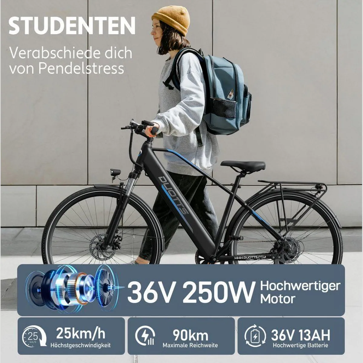 DUOTTS C29 Lite E-Bike, 250W Motor, 90 km Reichweite, Scheibenbremsen 4
