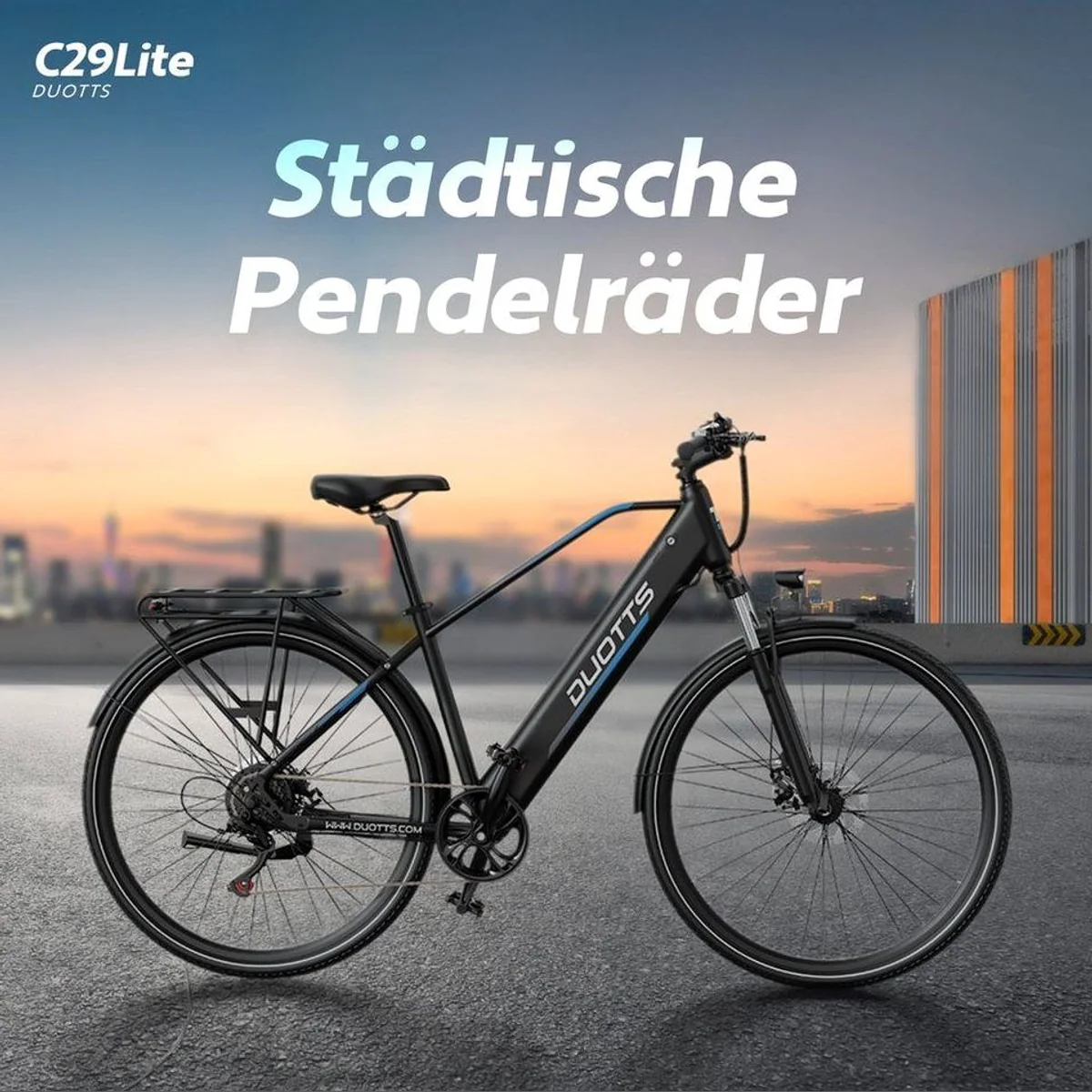 DUOTTS E-Bike C29 Lite, 250W Heckmotor, 90 km Reichweite, 7-Gang Shimano 3