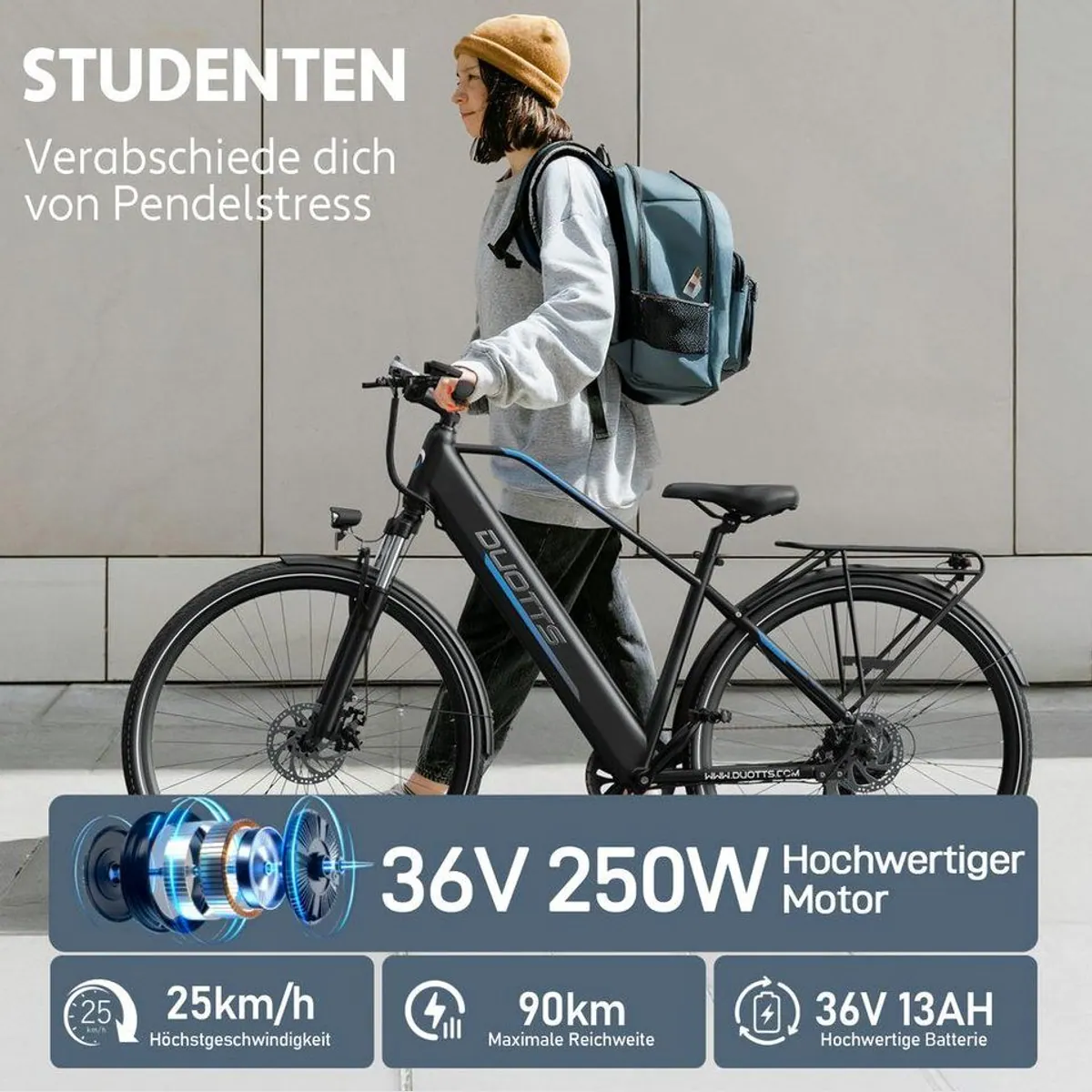 DUOTTS C29 Lite E-Bike, kraftvoller Antrieb, hohe Reichweite, komfortable Ausstattung 4