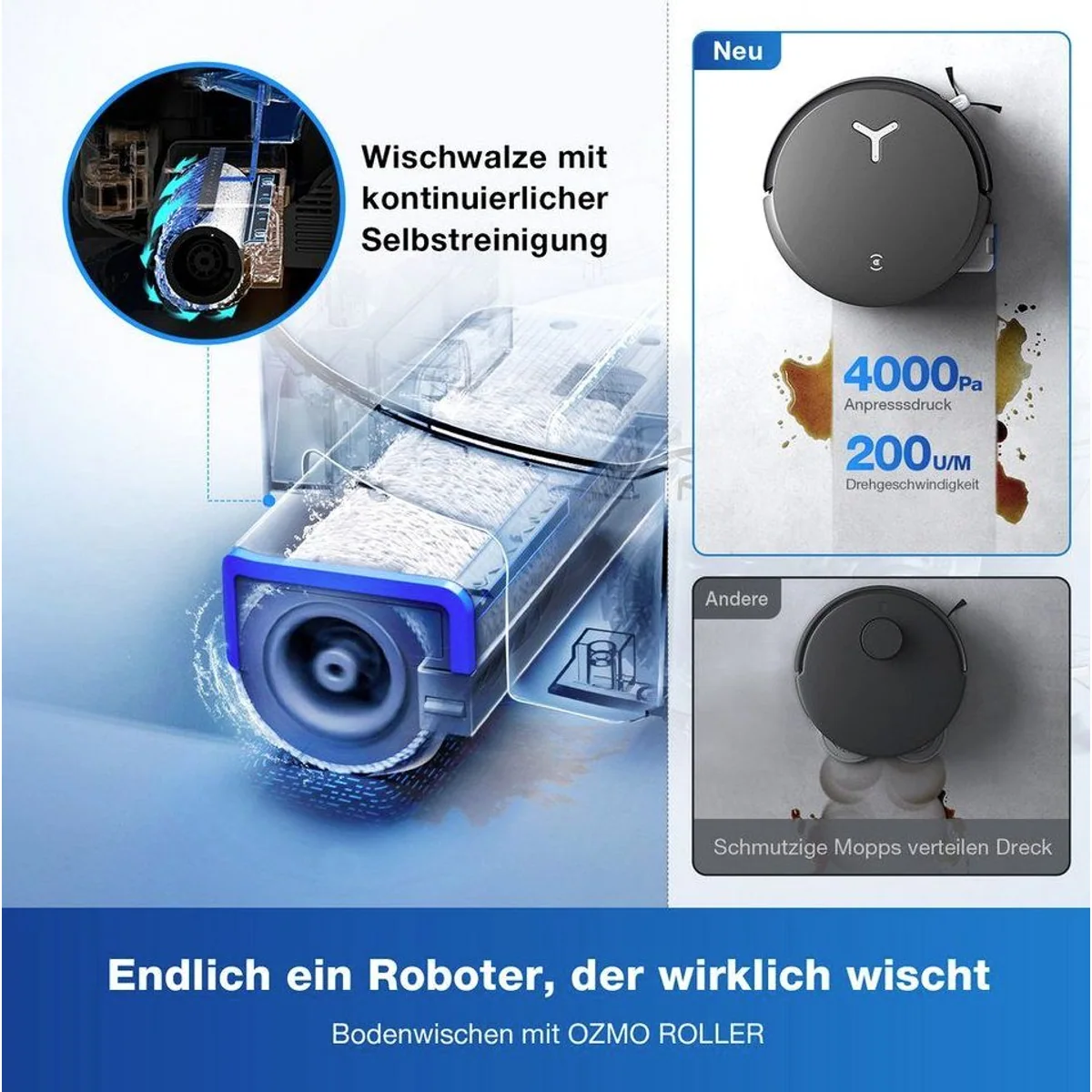 ECOVACS DEEBOT X8 OMNI, 18.000 Pa Saugleistung, OZMO Roller Wischsystem, OMNI-Station 5