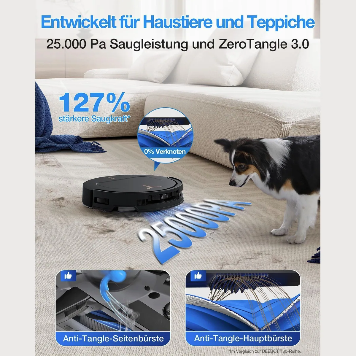 ECOVACS DEEBOT T50 Pro Omni Gen3, 25000 Pa Saugleistung, AIVI 3D 3.0 Technologie, OMNI-Station 2