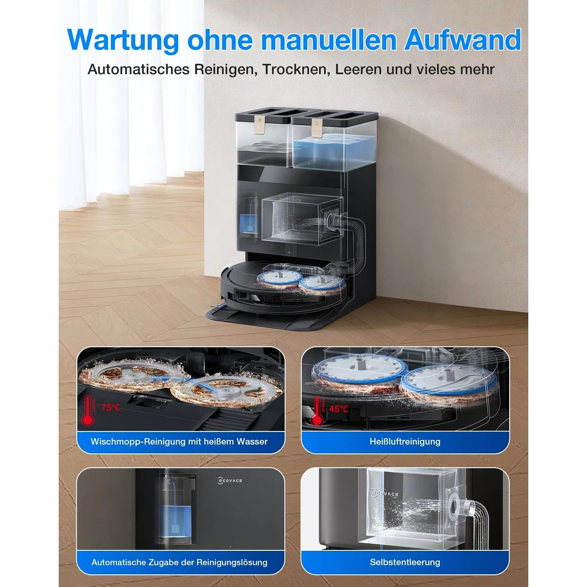 ECOVACS DEEBOT T50 Pro Omni Gen3, 25000 Pa Saugleistung, AIVI 3D 3.0 Technologie, OMNI-Station 3