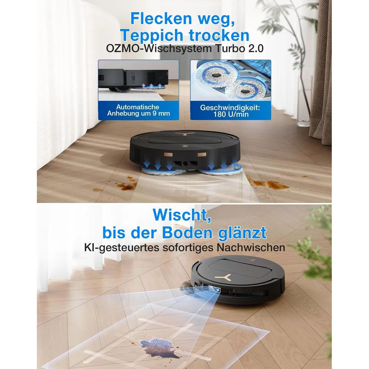 ECOVACS DEEBOT T50 Pro Omni Gen3, 25000 Pa Saugleistung, AIVI 3D 3.0 Technologie, OMNI-Station 5