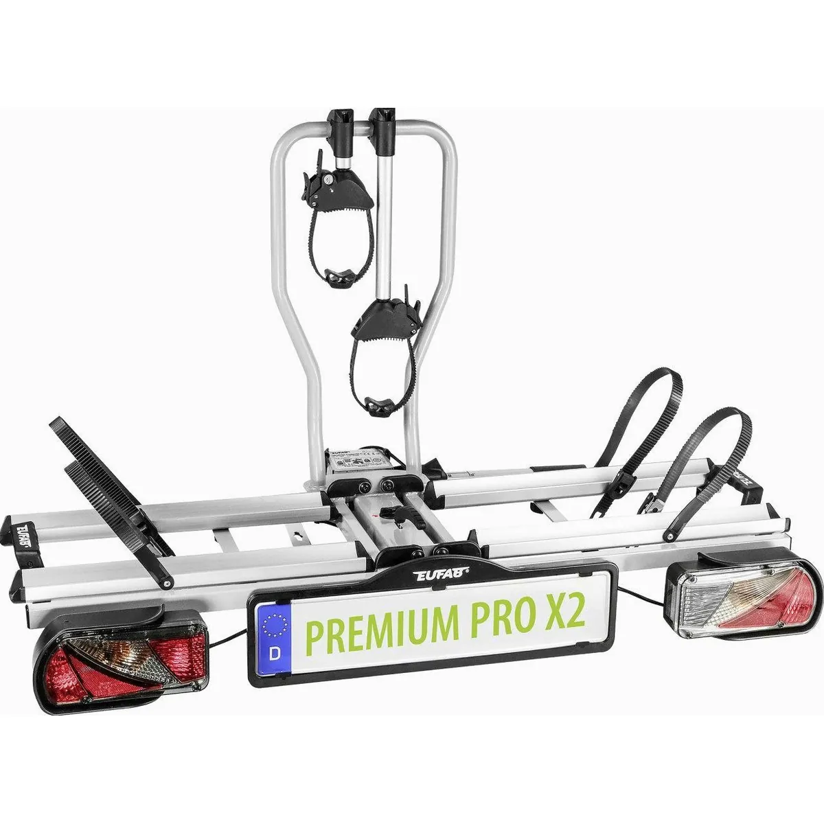 EUFAB PREMIUM PRO X2 Heckfahrradträger für 2 Fahrräder, stabil, abklappbar, einfach zu montieren