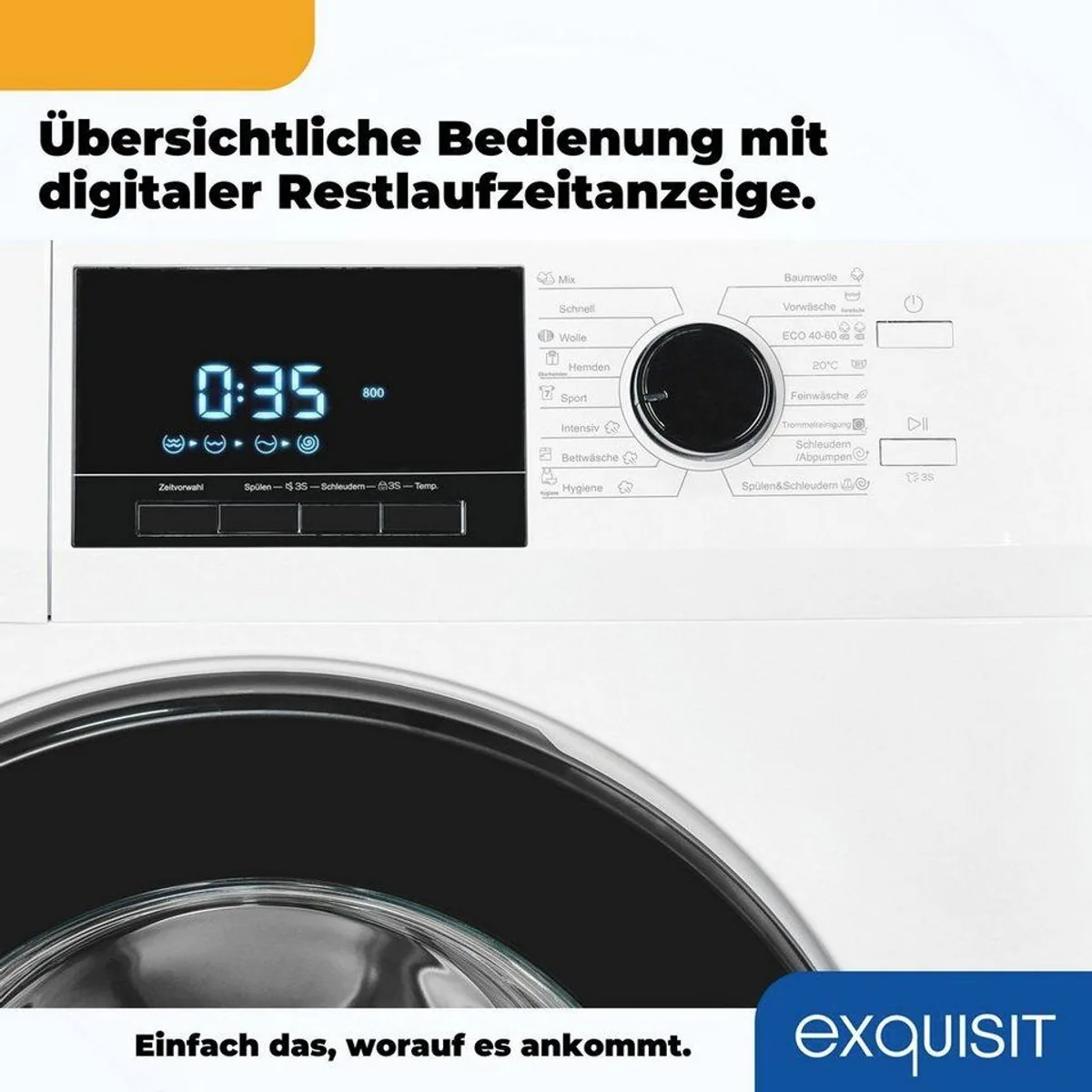 exquisit WA59214-340A, 9 kg Fassungsvermögen, 1400 U/min, Knitterschutz 5