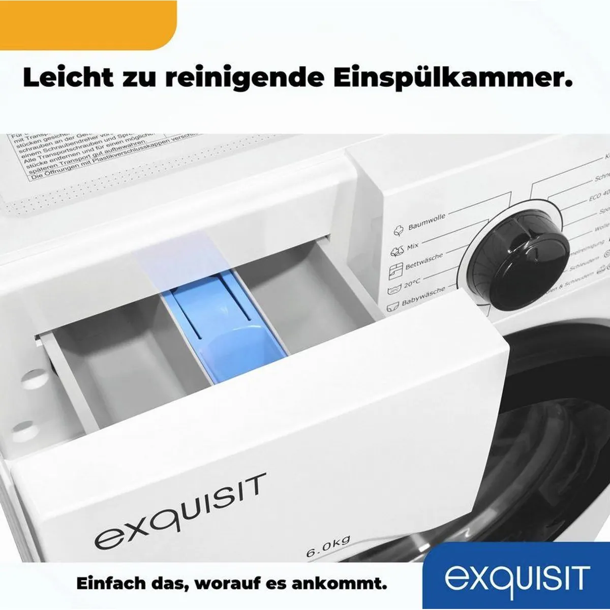 exquisit Waschmaschine WA6110-021A, 6 kg, 16 Programme, Restlaufzeitanzeige 5