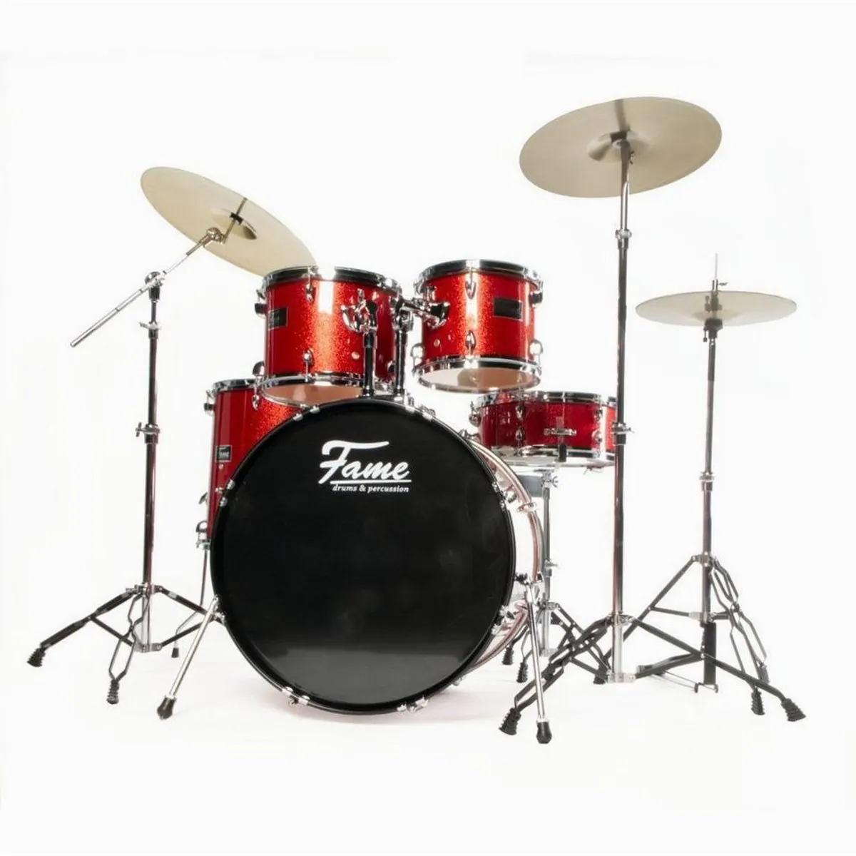 FAME FG22B-RD First Gig Rock Set, 22 Zoll Bassdrum, Pappel-Kessel, inklusive Becken 2