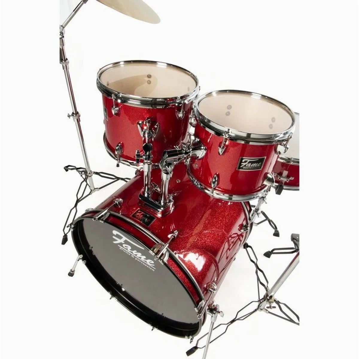 FAME FG22B-RD First Gig Rock Set, 22 Zoll Bassdrum, Pappel-Kessel, inklusive Becken 5