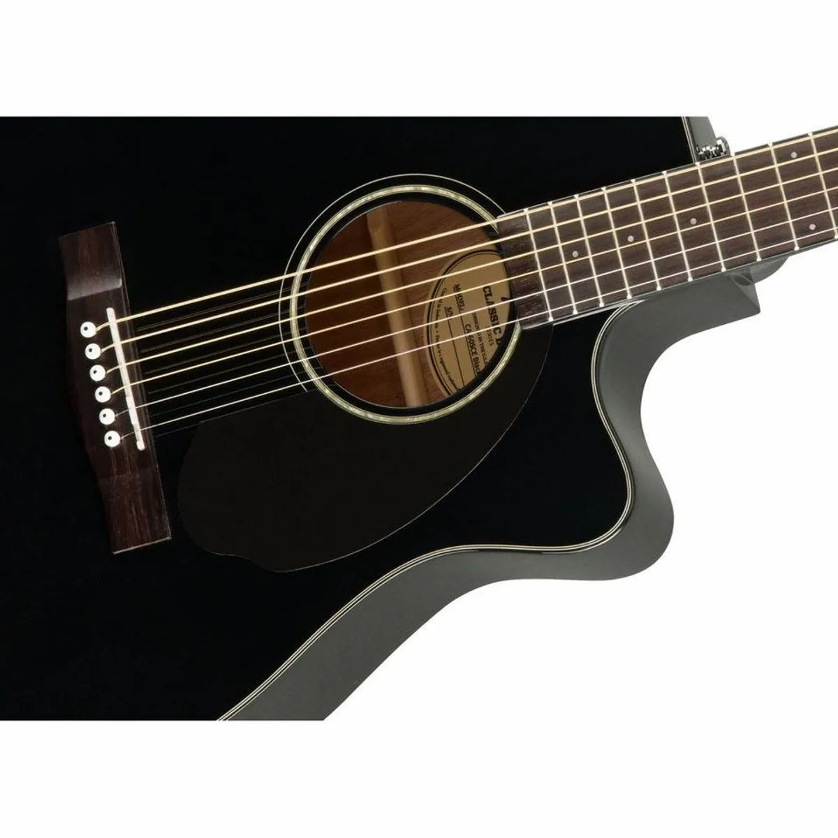 Fender CC-60SCE Black, kompakter Concert-Body, massive Fichtendecke, Fishman Tonabnehmer 4