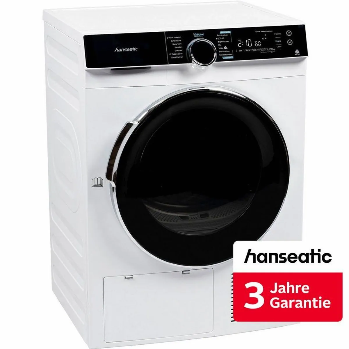 Hanseatic Wärmepumpentrockner HWTK8A3GT, energieeffizient, 8 kg Fassungsvermögen, Knitterschutz