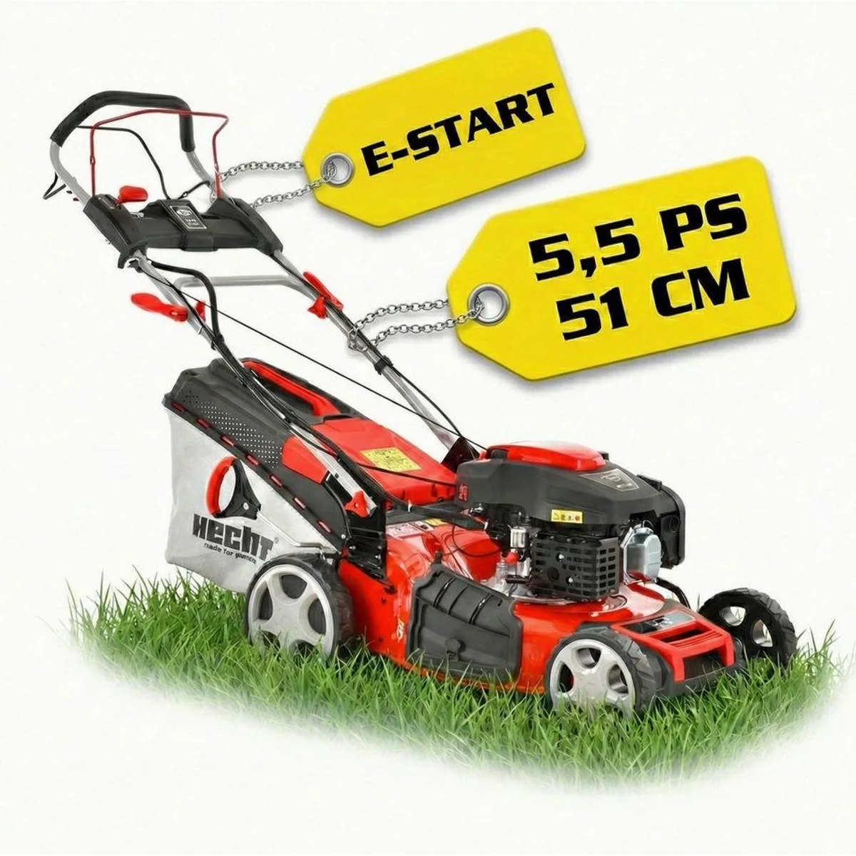 Hecht Benzinrasenmäher 551 SXE, 5-in-1 Funktion, Elektrostart, 51 cm Schnittbreite