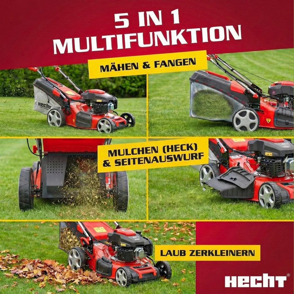 Hecht Benzinrasenmäher 551 SXE, 5-in-1 Funktion, Elektrostart, 51 cm Schnittbreite 2