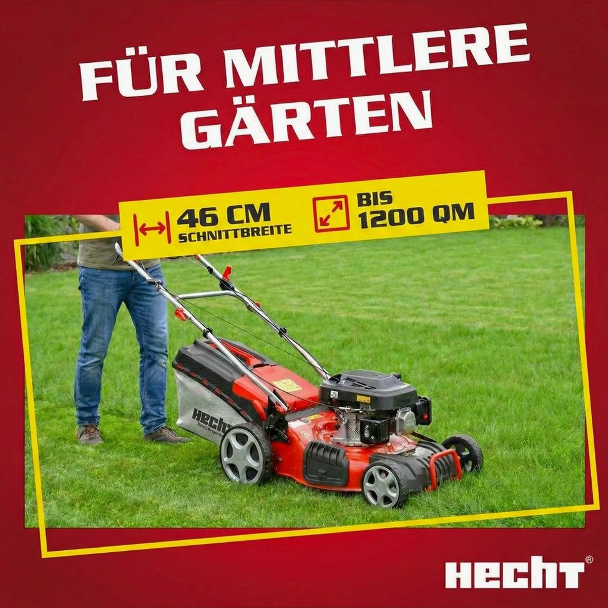 Hecht Rasenmäher 547 SXW, 5-in-1 Funktion, 46 cm Schnittbreite, 3,7 PS 4
