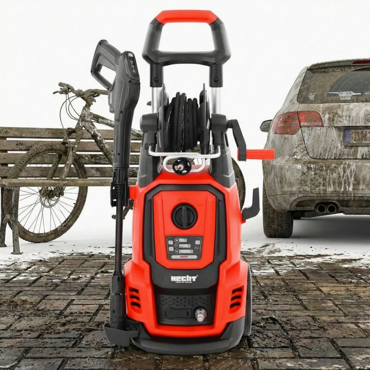 Hecht Hochdruckreiniger 336, 2400W, 195 bar Maximaldruck, 3 Druck-Modi