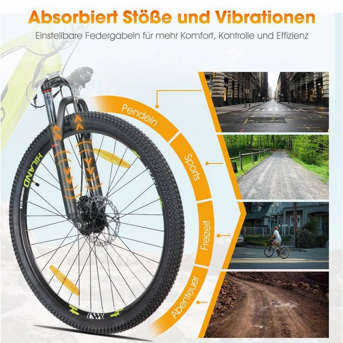 HILAND E-Bike Spokane, Vollfederung, 350W Motor, 27,5 Zoll 3