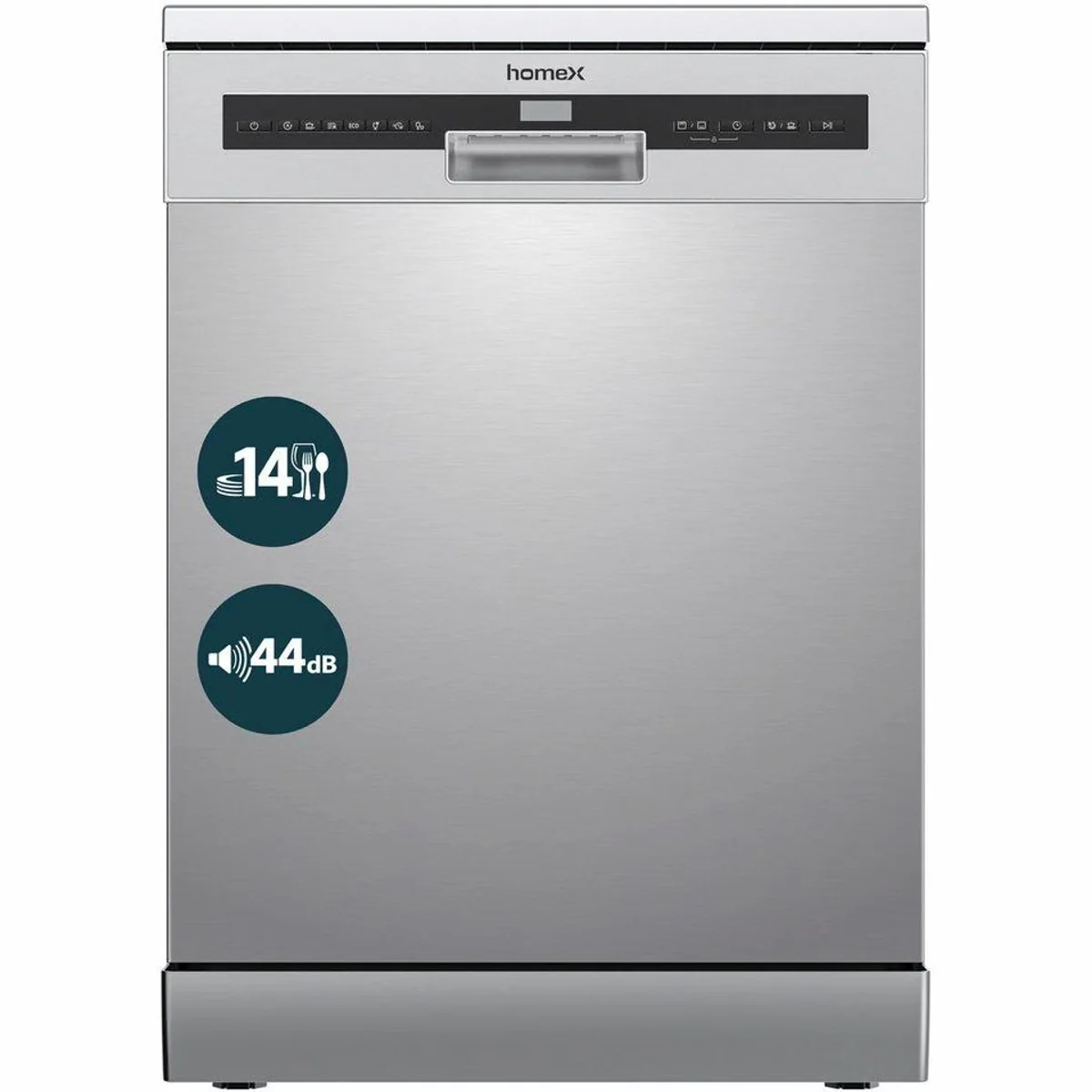 homeX DWFS601444C-S Geschirrspüler, 14 Maßgedecke, 7 Programme, leise 44 dB