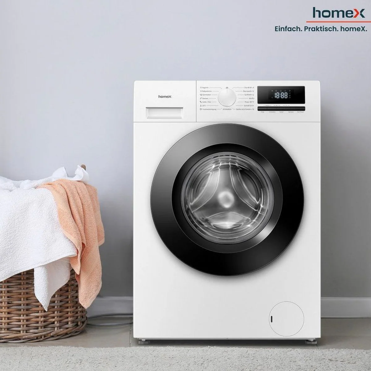 homeX Waschmaschine WF814H1A-W, 8 kg, 1400 U/min, Dampffunktion, AquaStop, Inverter Motor 3