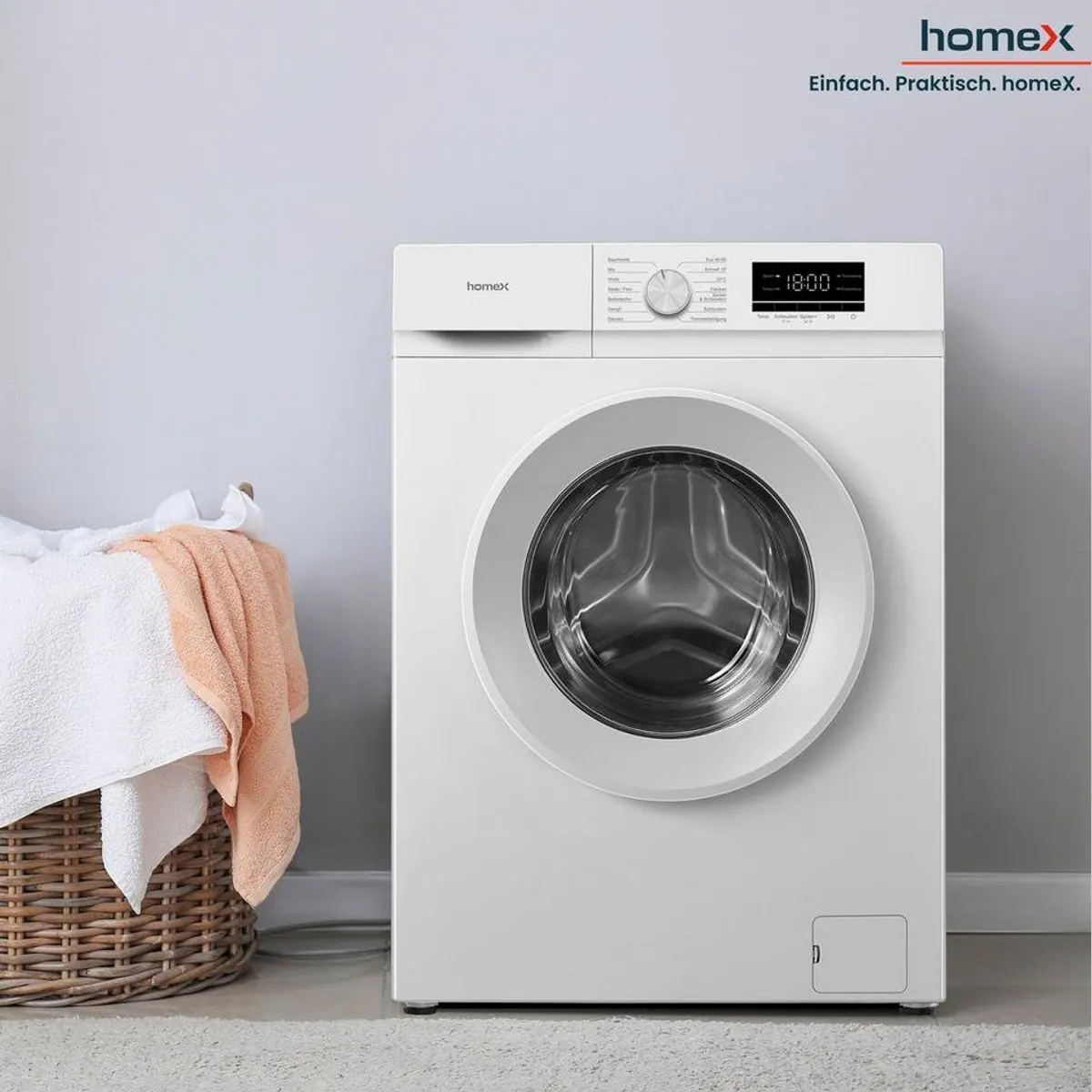 homeX Waschmaschine WF812K1A-W, 8 kg, 1200 U/min, Inverter Motor, AquaStop 2