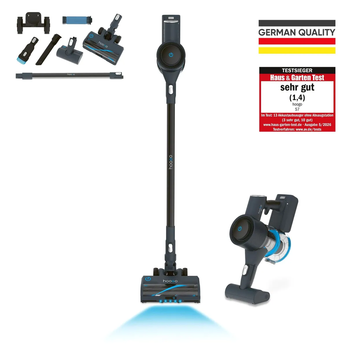 hoogo Akku-Hand- und Stielstaubsauger SC701, 450 W, beutellos, 60 min Laufzeit 2